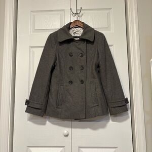 Calvin Klein Wool Blend Coat Women’s Size 10 Grey Quilted Lining Vintage